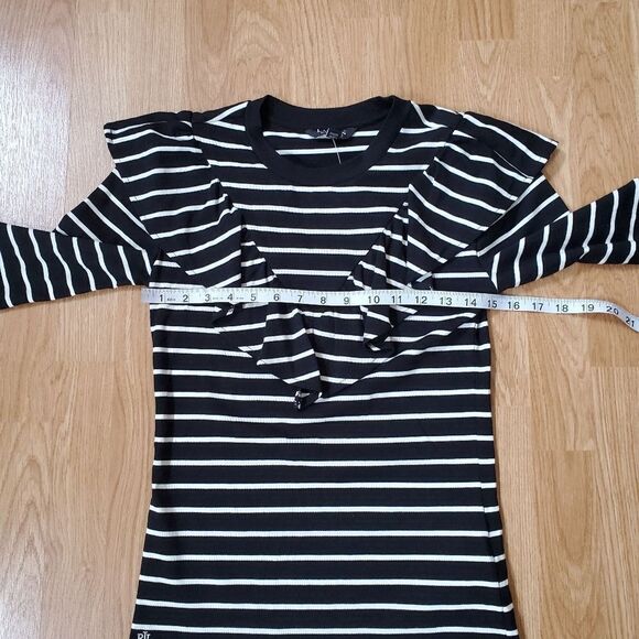 Lauren Ralph Lauren Striped Ruffle Trim Long Sleeve Top sz Sm - Picture 8 of 11